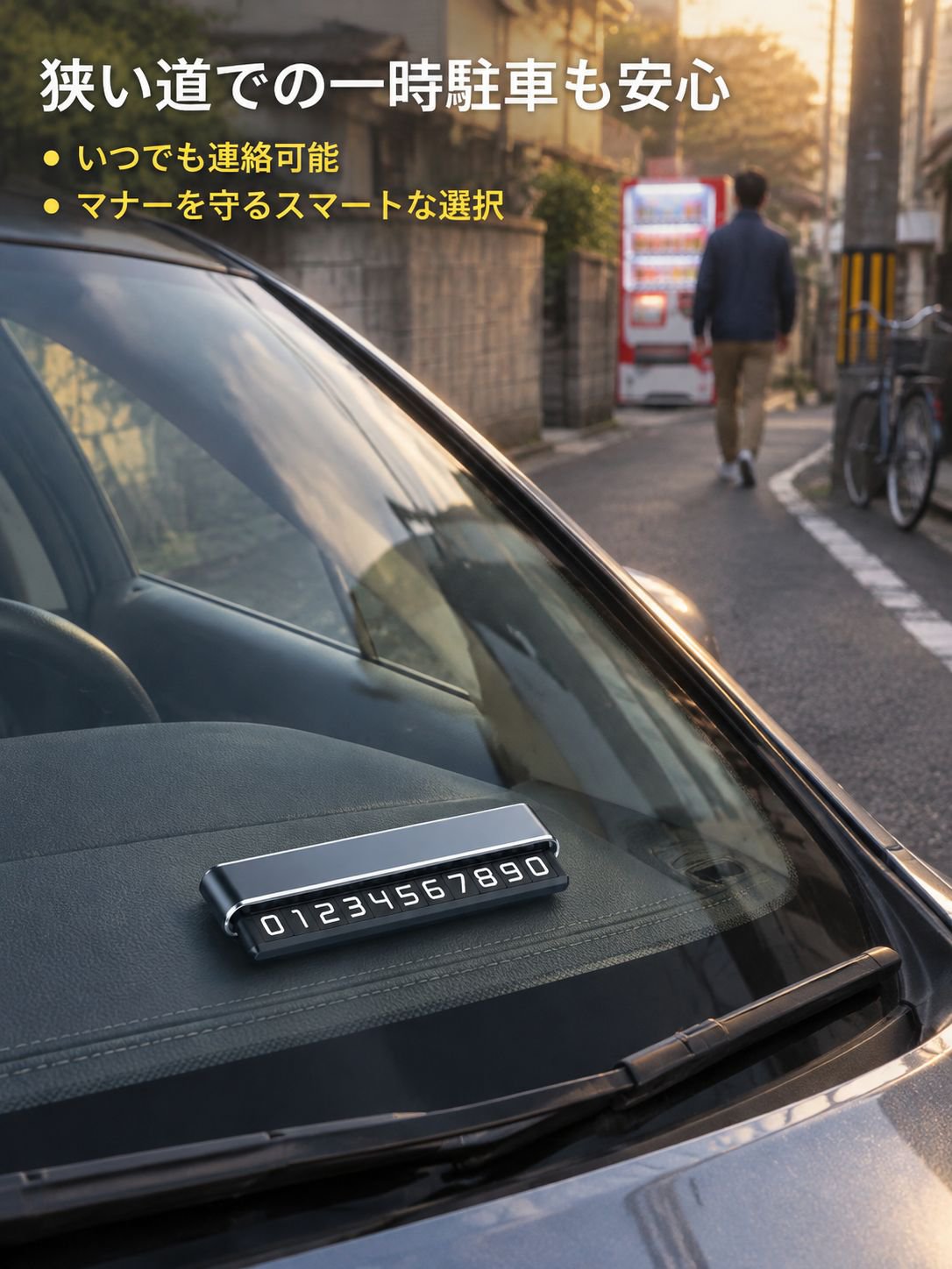 車は一時駐車の電話番号を隠すことができる