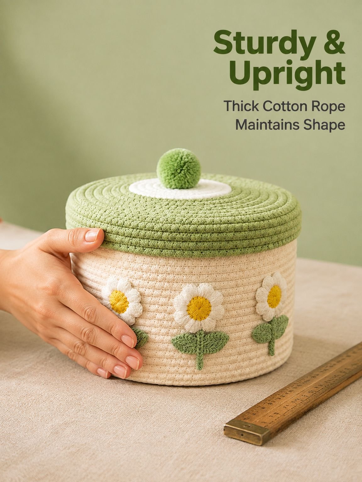Lidded Cotton Woven Storage Basket