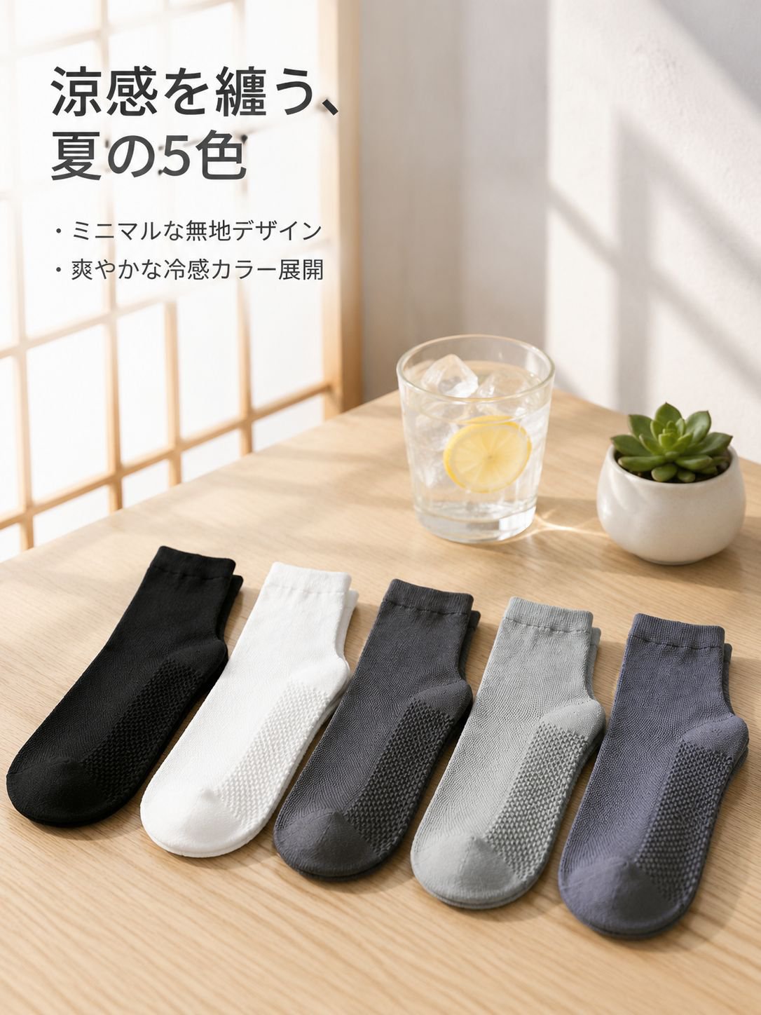 夏用ミッドカーフソックス