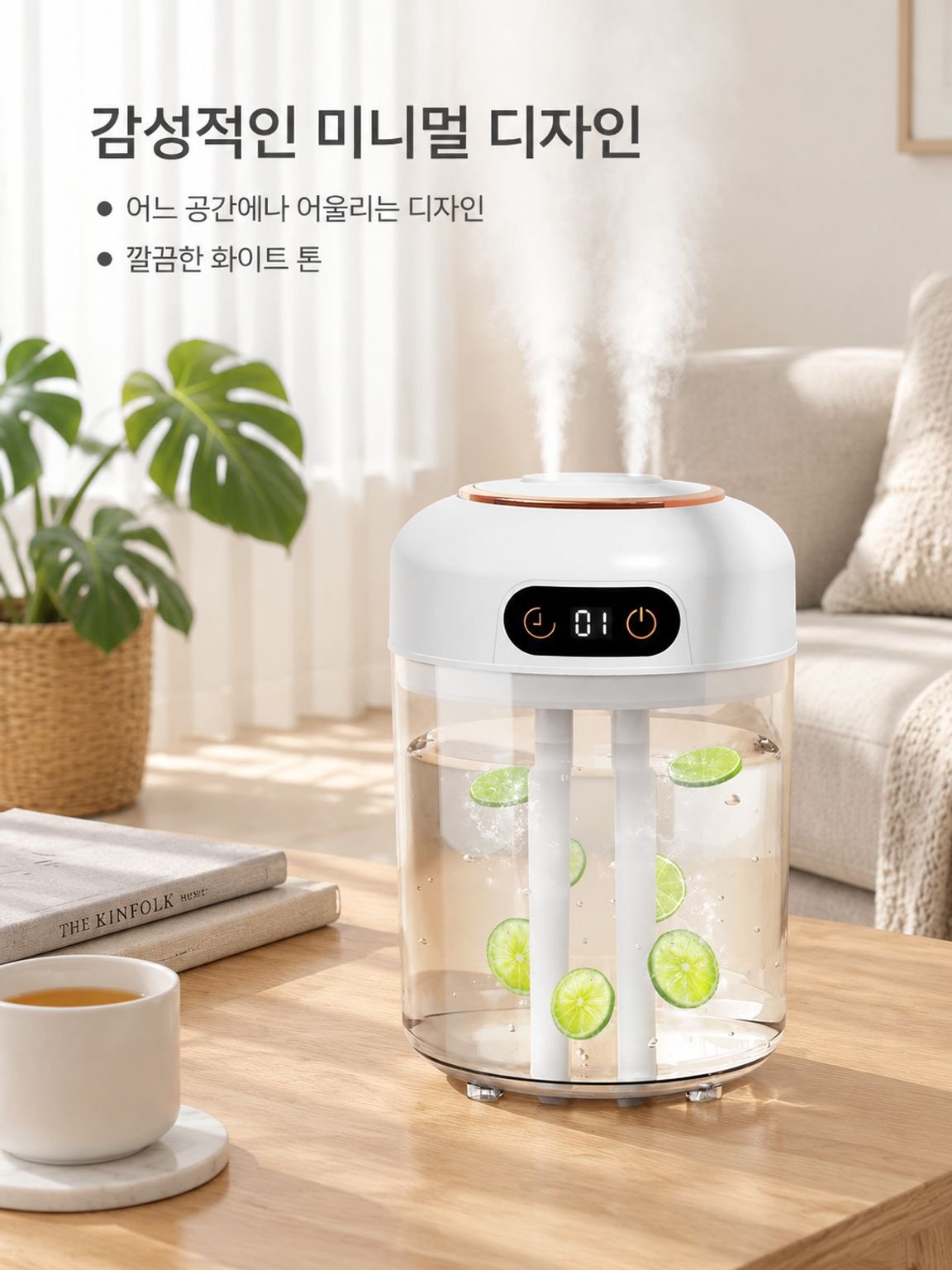4.5L 듀얼 스프레이 대용량 무향 원격 타이머 가습기
