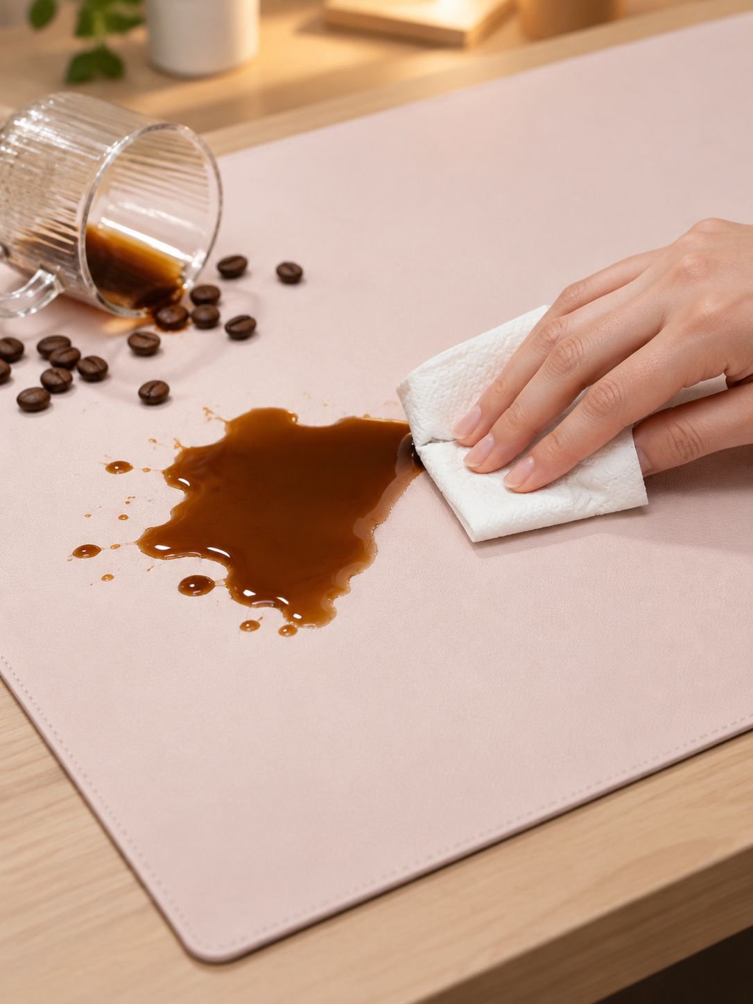 Alfombrilla de escritorio multifuncional de cuero impermeable