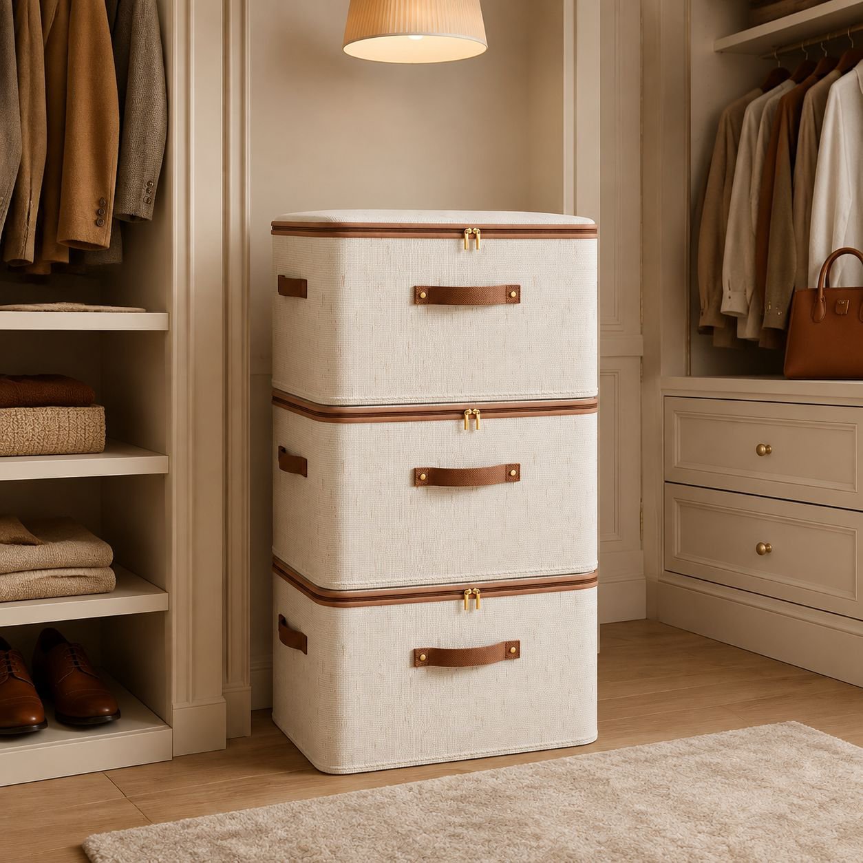 Spacious storage bin made from durable cotton and linen