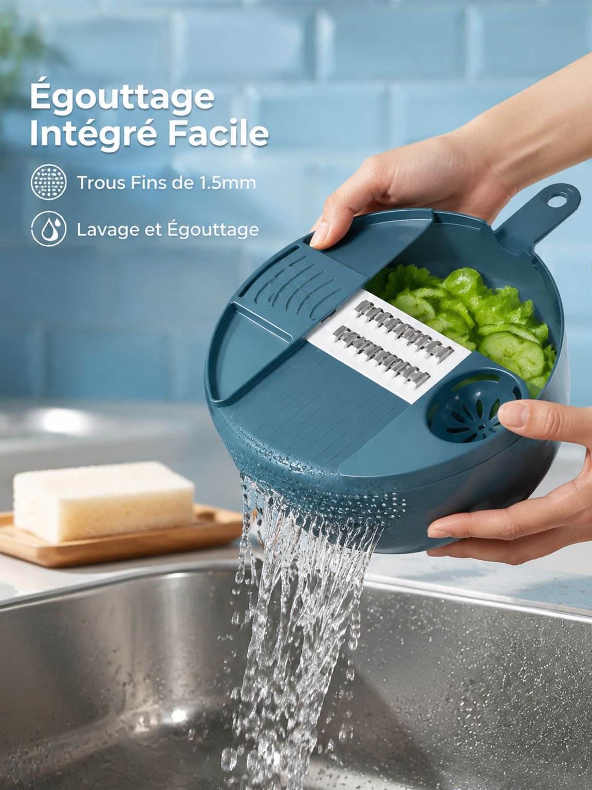 Ensemble multifonction 6 pièces pour légumes - essoreuse, râpe et coupe-légumes
