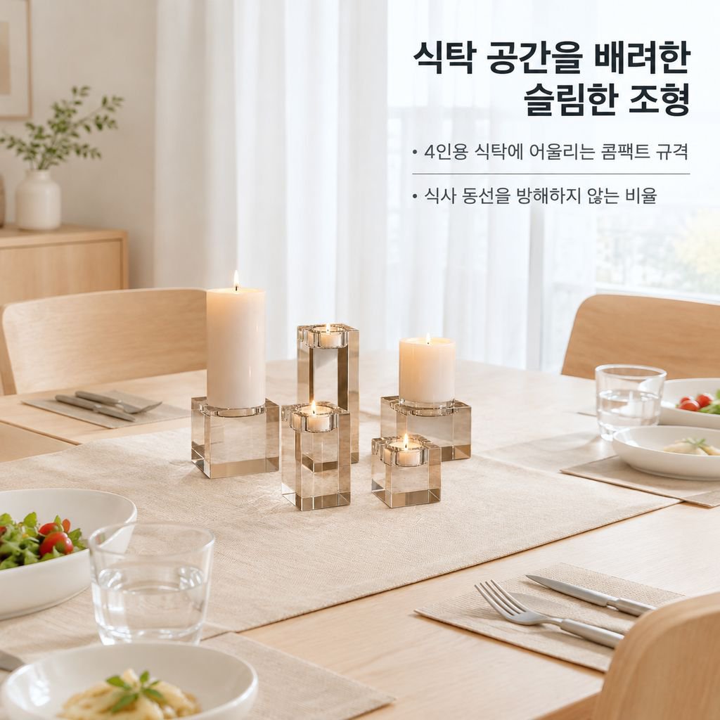 사각 크리스탈 유리 캔들홀더 로맨틱 캔들라이트 디너 식탁 촛대 소품