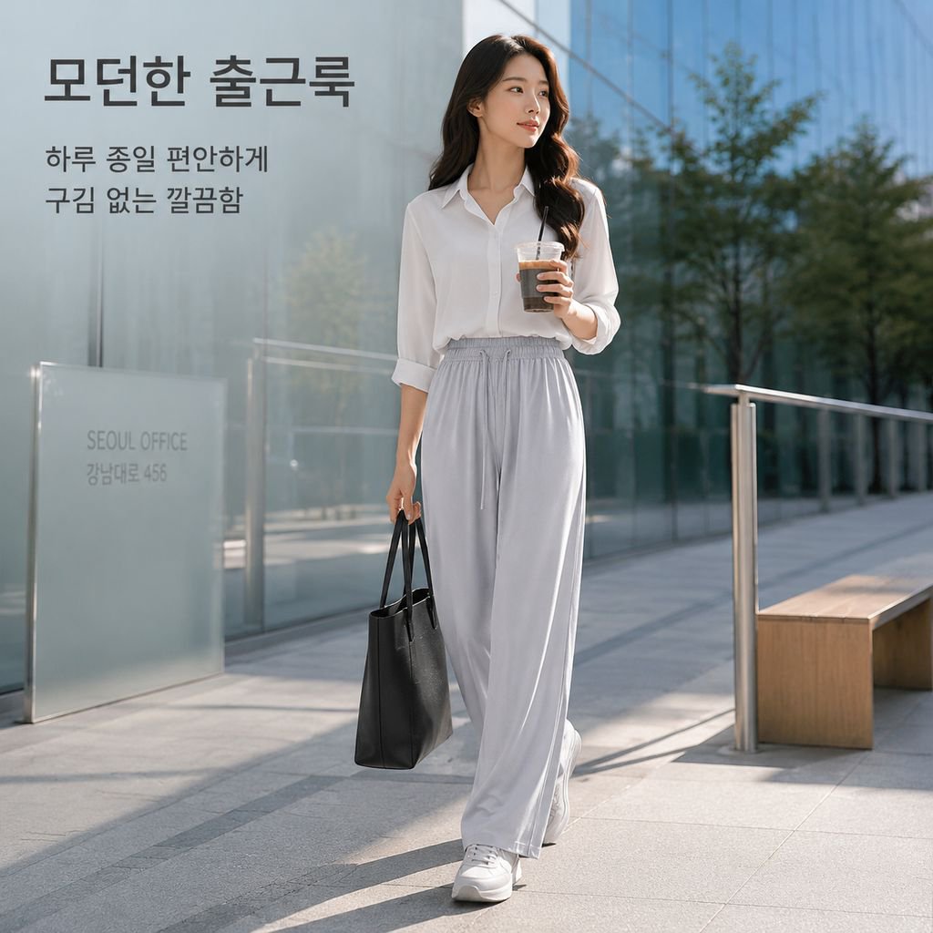 하이웨이스트 슬림핏 쿨링 셰이크 팬츠