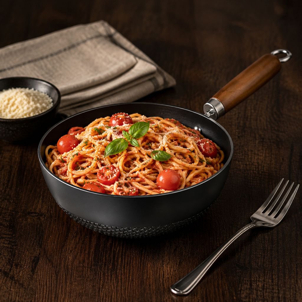 Lightweight and ergonomic handle on iron frying pan