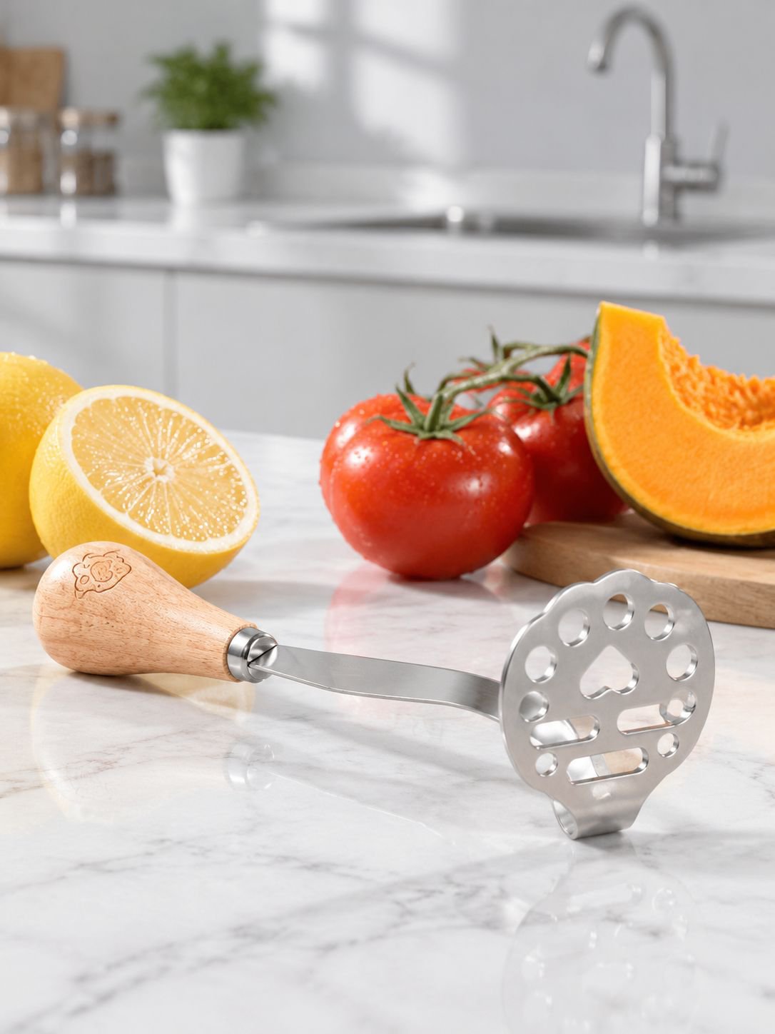 Utensilio de cocina ergonómico ideal para hacer puré de papas