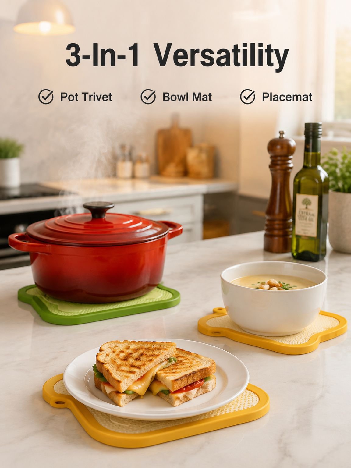 Toast Silicone Heat Insulation Mat 3-in-1 Bowl and Plate Mat