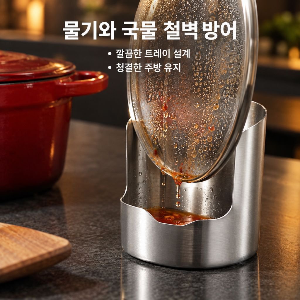 다기능 냄비뚜껑 국자 받침대 주방 수납 선반
