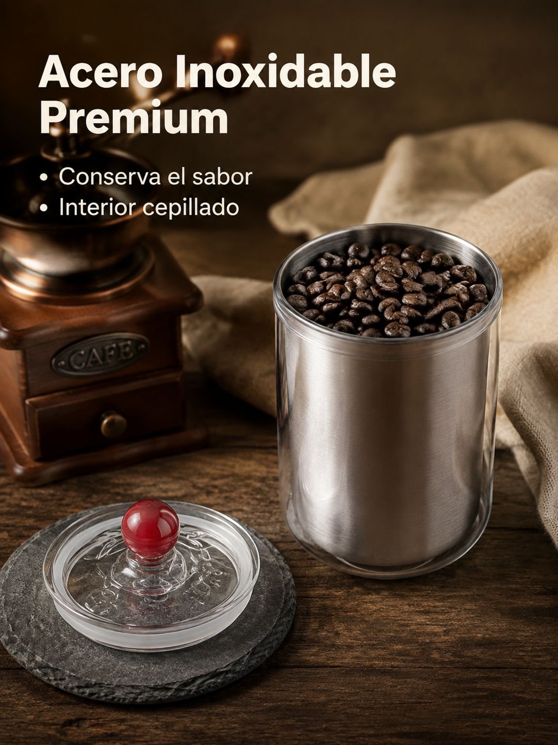 Recipiente para almacenar granos de café