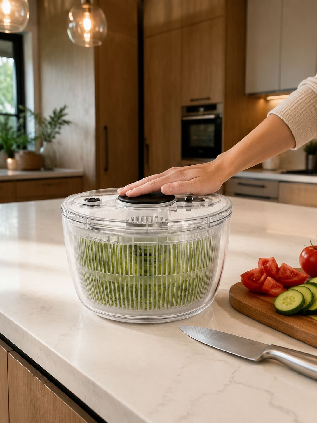 Multifunktionaler manueller Gemüseschleuder für die Küche, drehbarer Abtropfkorb für Obst und Gemüse