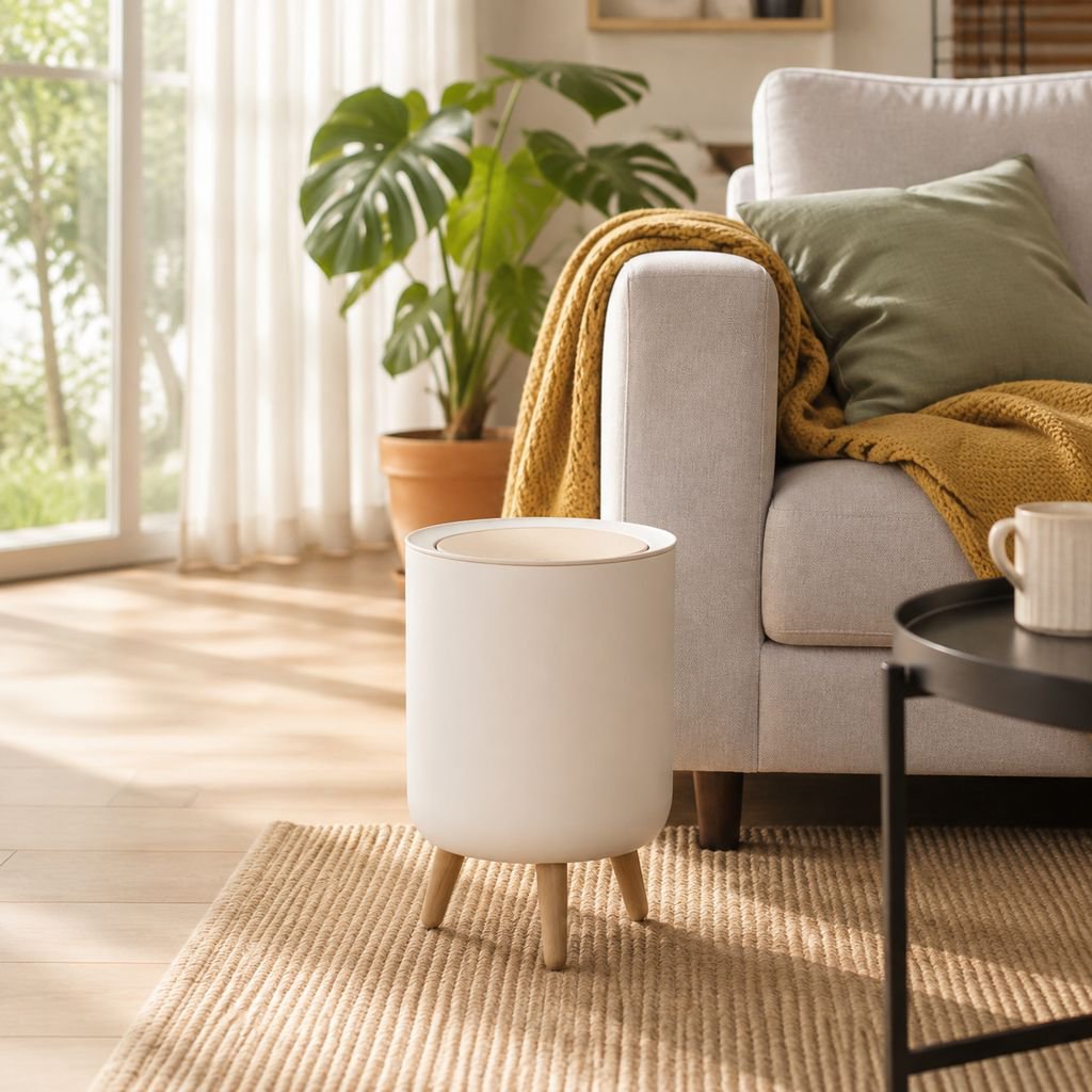 Tall wooden trash cans that eliminate the need to bend over