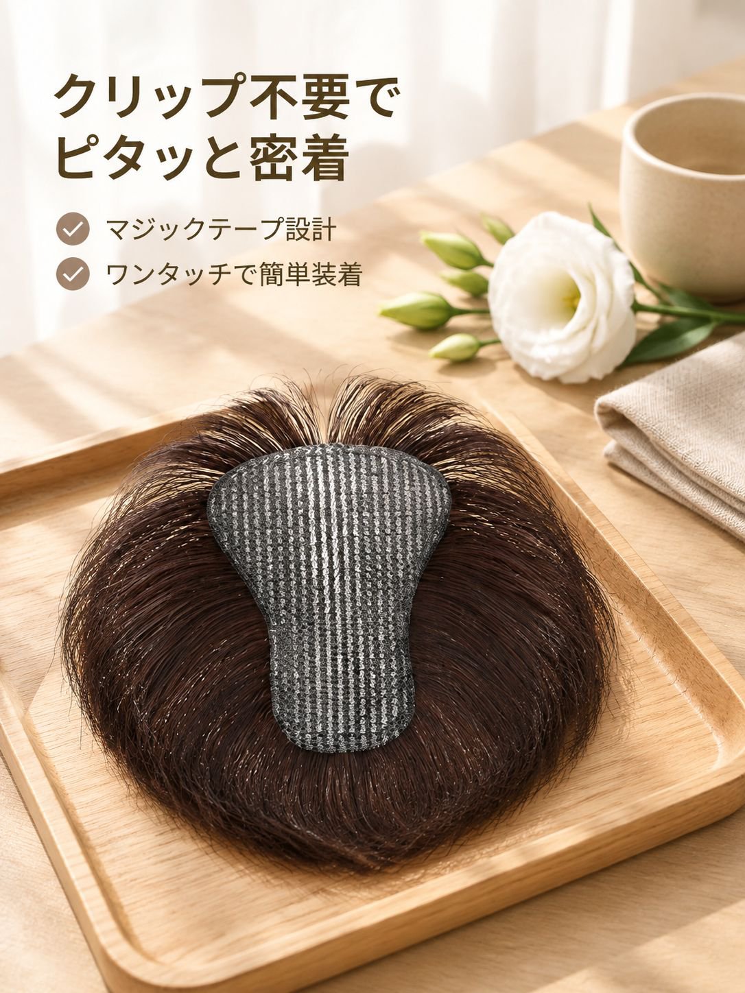 面ファスナー式前髪ウィッグ（白髪隠し用）