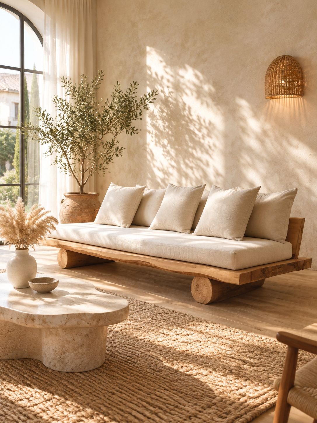 Sessel aus Massivholz im natürlichen Stil, Wohnzimmer- und Balkonsessel