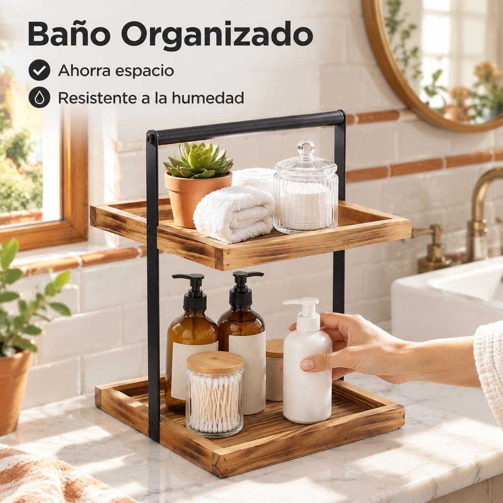 Estante organizador de baño de dos niveles