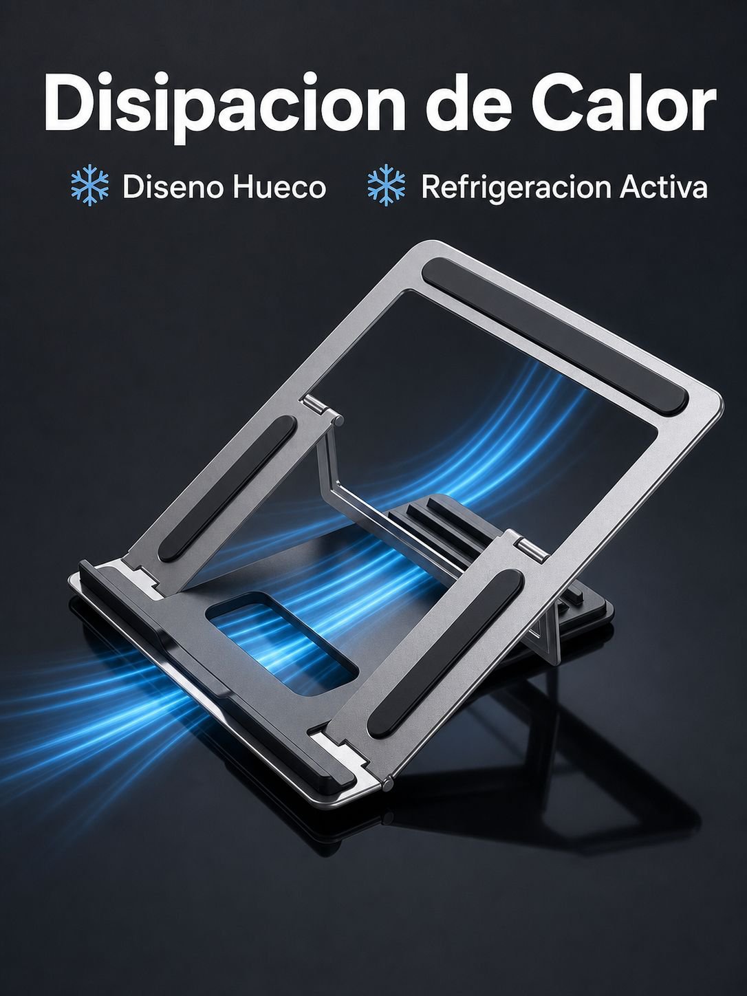 Soporte plegable y ajustable para notebook, portátil, de aluminio, con disipación de calor