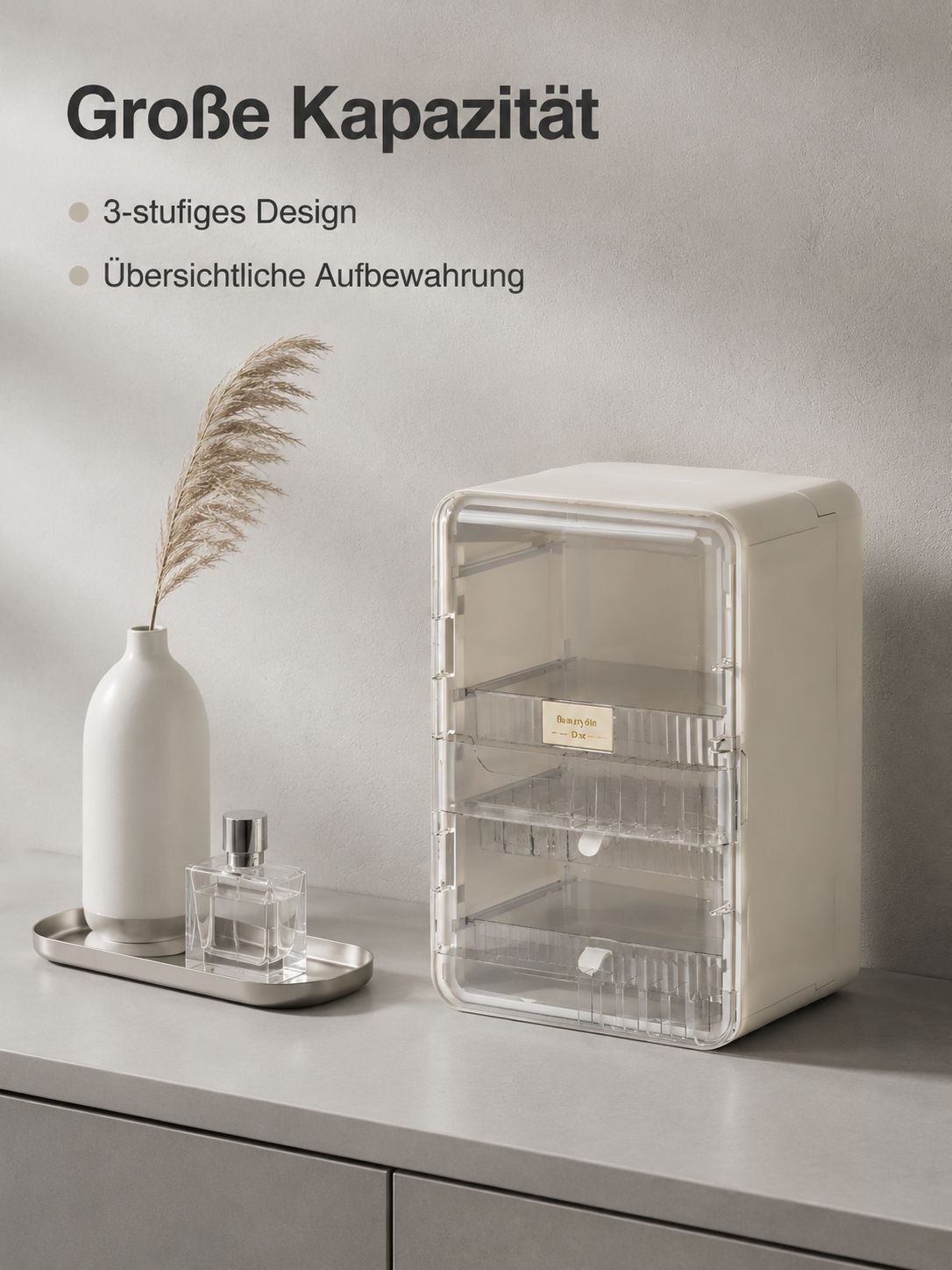 Hochwertige faltbare Make-up-Box, große staubdichte Aufbewahrungsbox