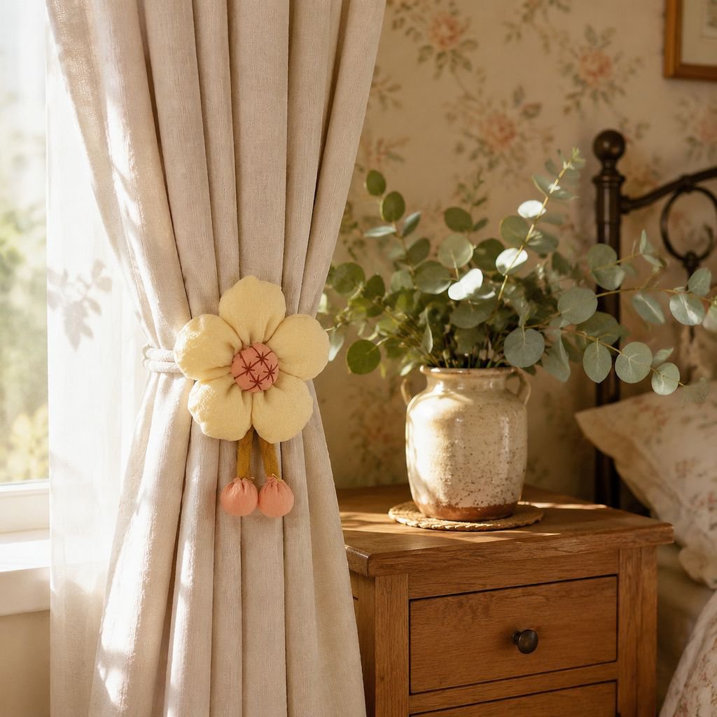 Cute Flower Curtain Ties One Pair Adjustable Bedroom Tie Buckle Decoration