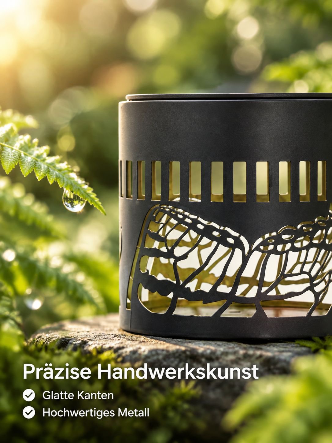 Rasen-Dekorleuchte mit Mandala-Hohlschnitzerei und Projektion
