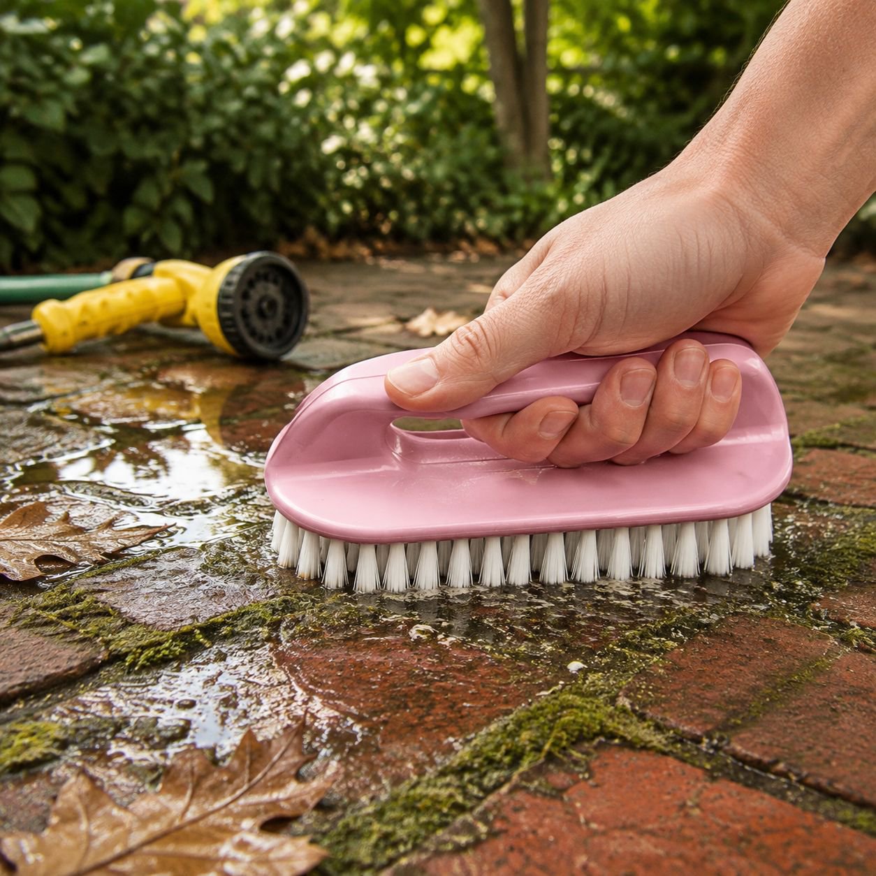 Durable plastic laundry brush with ergonomic handle