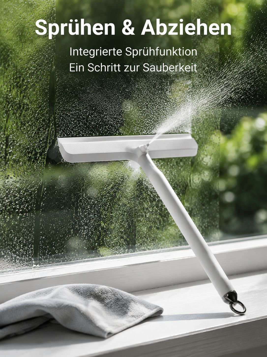 Multifunktionaler Fensterwischer für den Haushalt mit Sprühreinigungsbürste