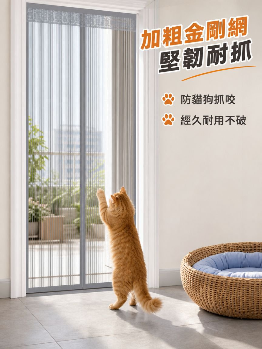 【爆賣款】加密磁塊金剛網防蚊門簾