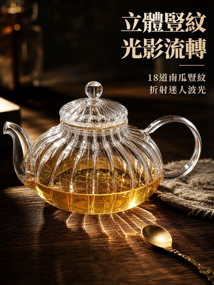耐熱玻璃南瓜花茶壺