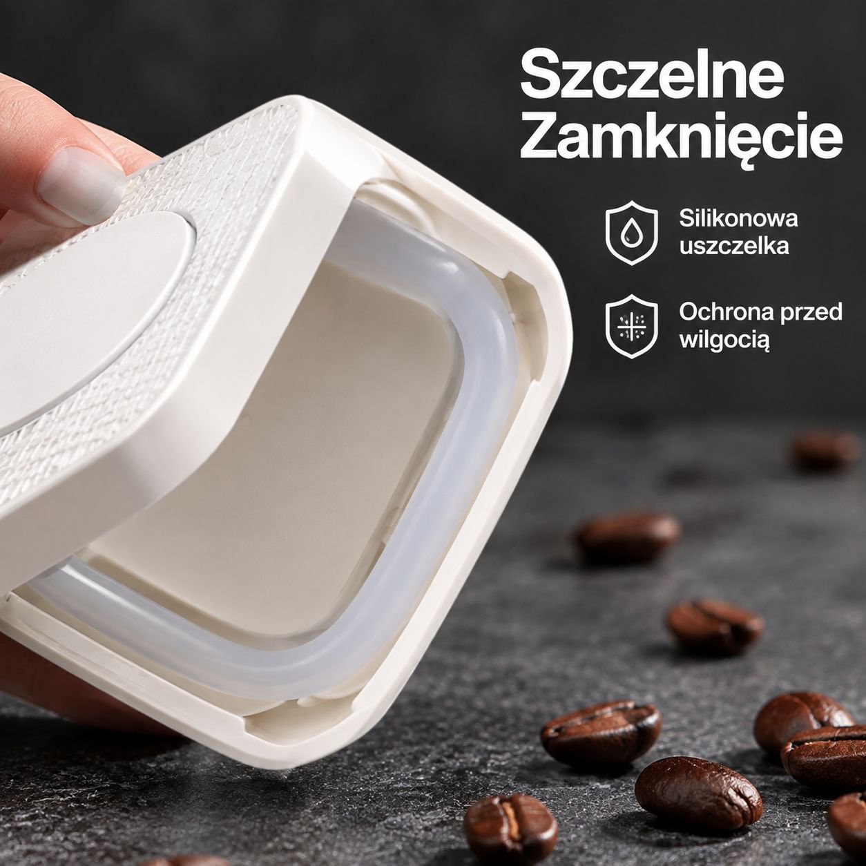 Pojemnik na zboża z uszczelką i przyciskiem