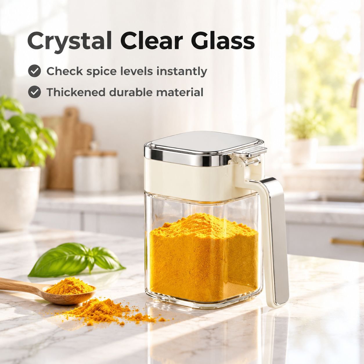 Airtight Moisture-Proof Glass Seasoning Jar and Salt Box for Kitchen Condiments