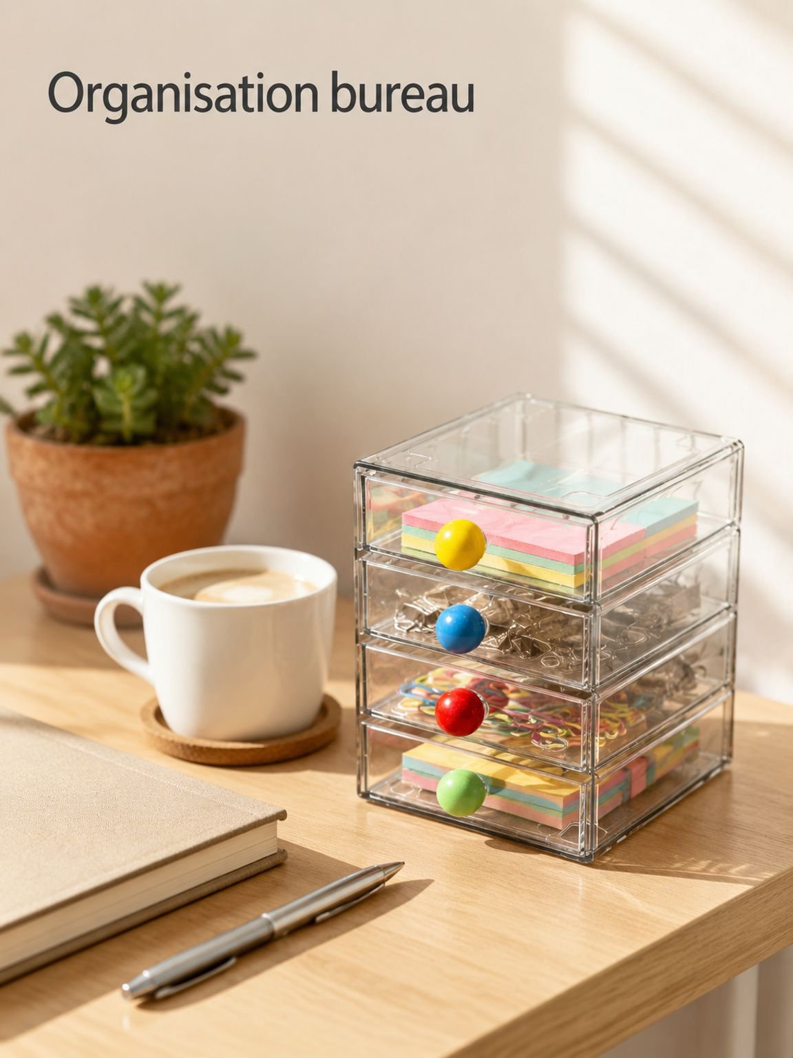 Boîte de rangement de bureau à tiroirs, multi-couches