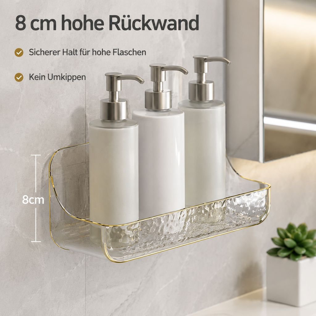 Wandmontiertes Acrylregal fürs Badezimmer