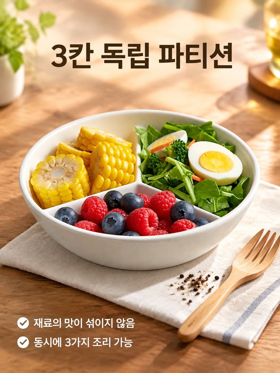 도자기 도자기 3분 칸 찜판 한솥 찜