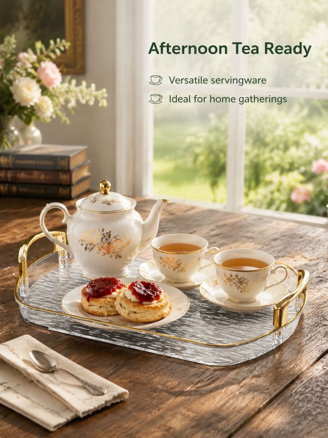 Nordic Simple Plastic Handle Tea Tray, Cake Snack Plate, Thickened Large Capacity Dinner Plate