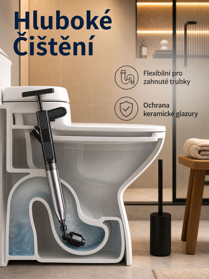 Zázračný čistič a odblokovač toalety a podlahové toalety