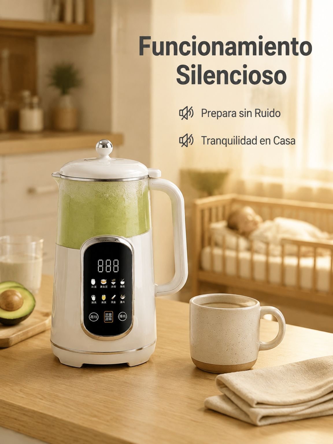Licuadora doméstica totalmente automática y silenciosa, sin cocción, sin residuos, sin filtrado