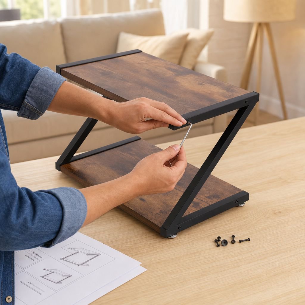 Elegant Z-shaped desktop organizer for workspace