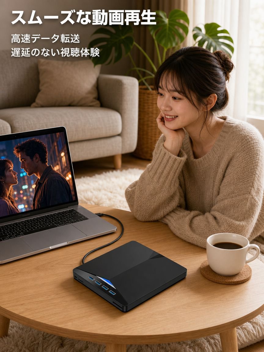 ポータブル外付け光学ディスクドライブ 多機種対応 簡単操作