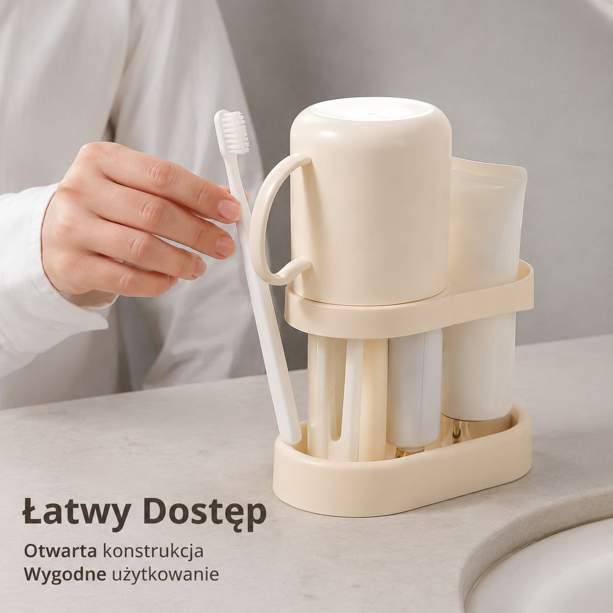 Prosty uchwyt na kubek do płukania ust i szczoteczkę do zębów
