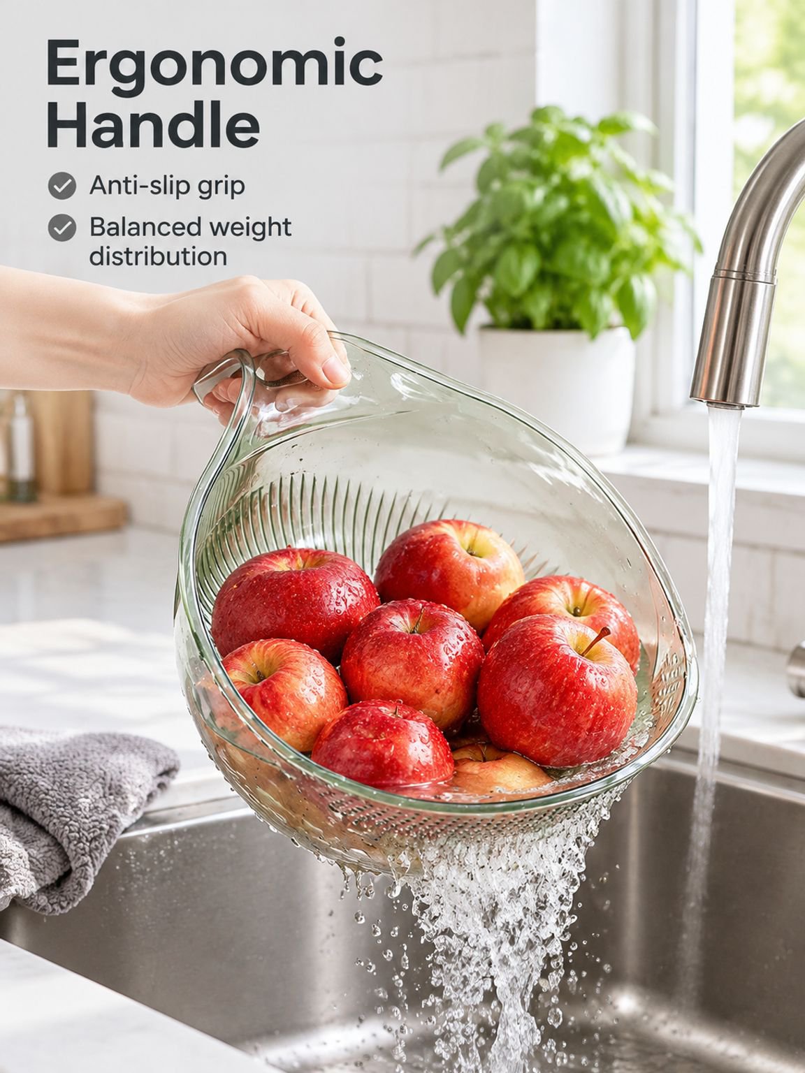 Produce washing basket for kitchen sink use