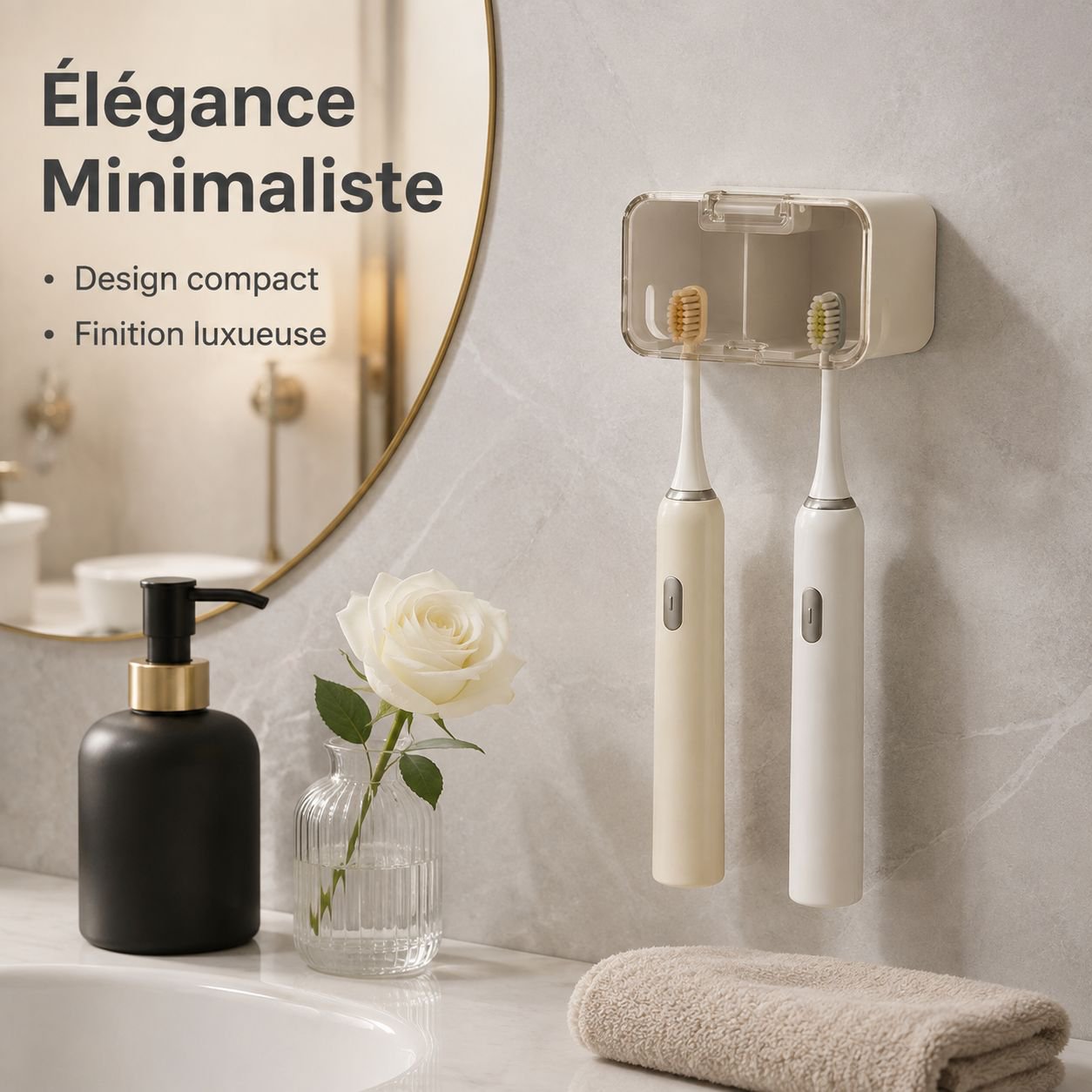 Porte-brosse à dents mural avec couvercle anti-poussière