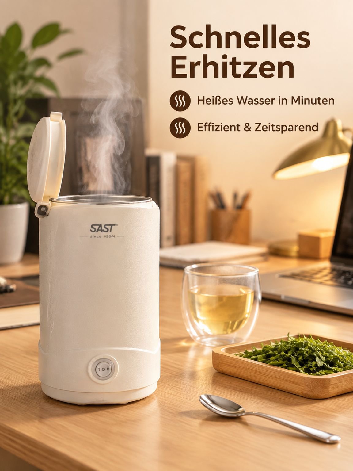 Tragbarer Mini-Wasserkocher für Studentenwohnheime, Reisen und Geschäftsreisen