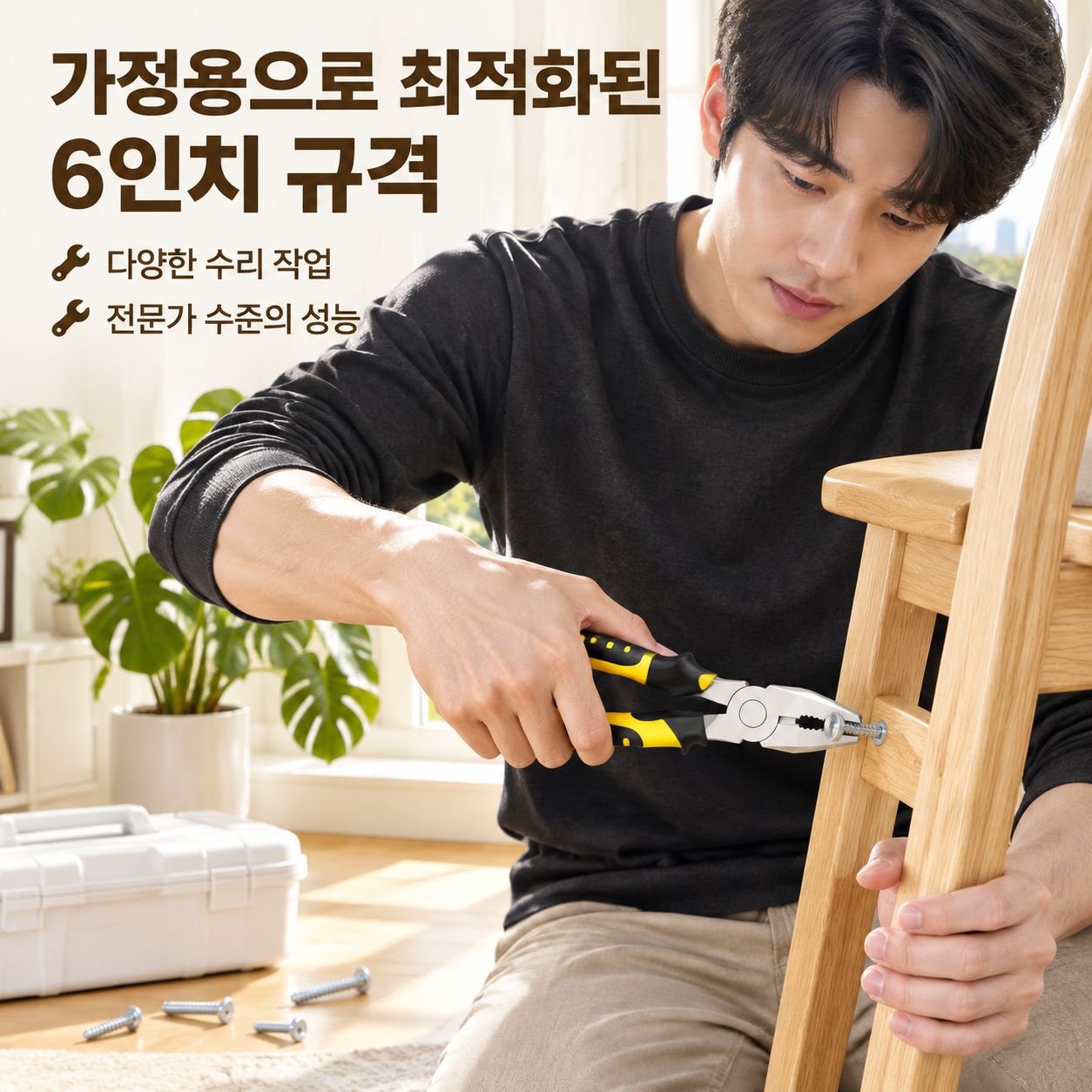 6인치 공업용 고탄소강 펜치 니퍼 고경도 롱노즈 플라이어 공구