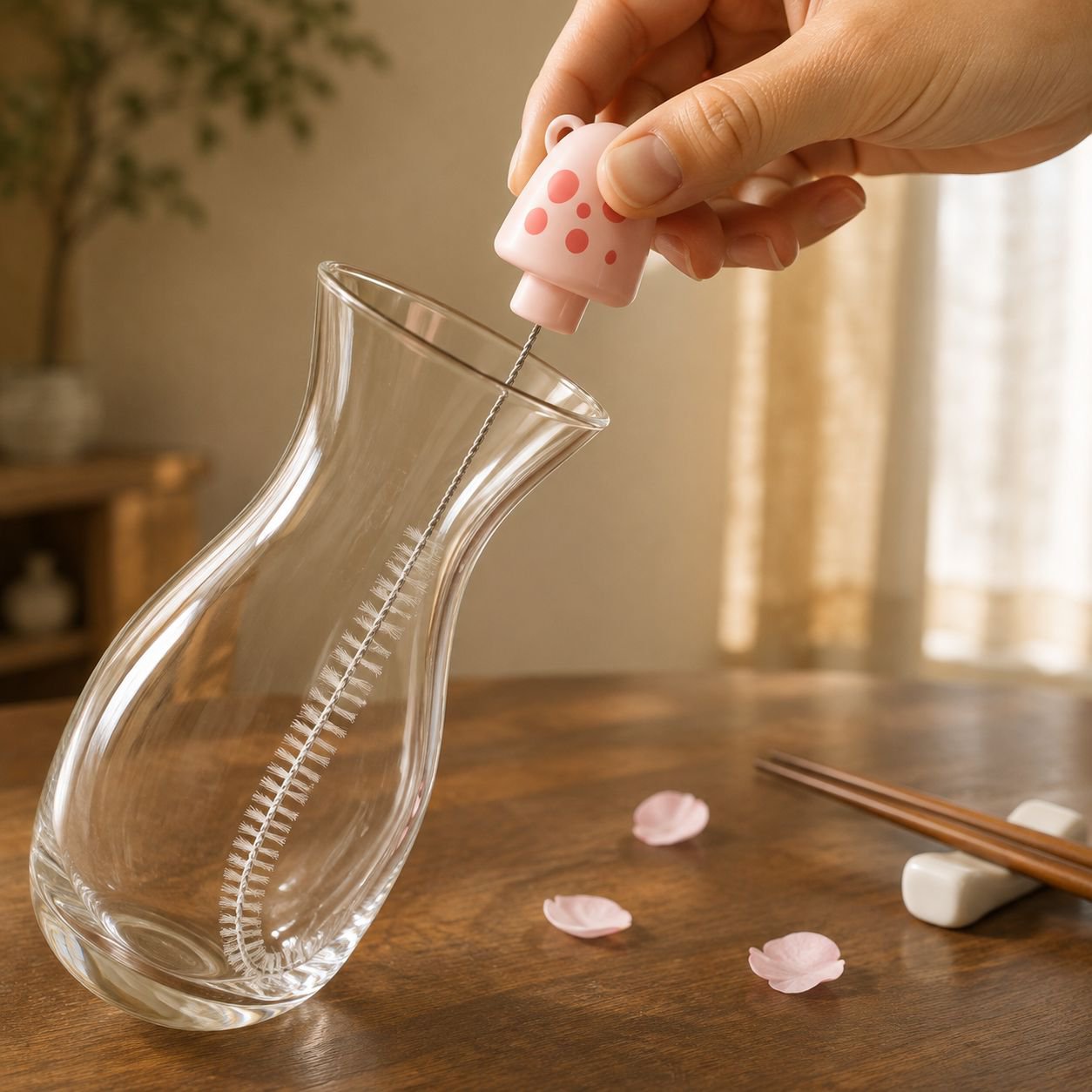 分解して洗えるマッシュルーム型ブラシの構造