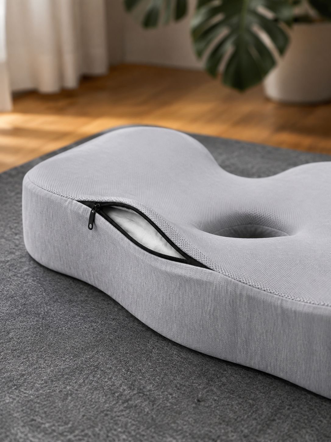 Detalle del material transpirable del cojín de asiento