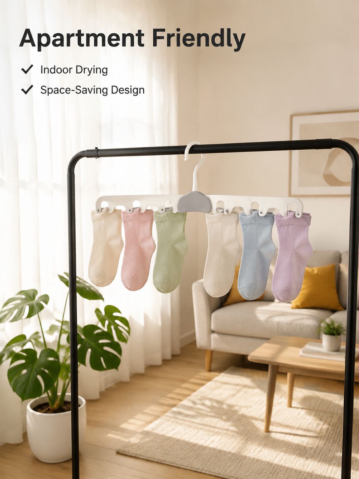 Portable, non-slip, foldable, multi-functional sock clip