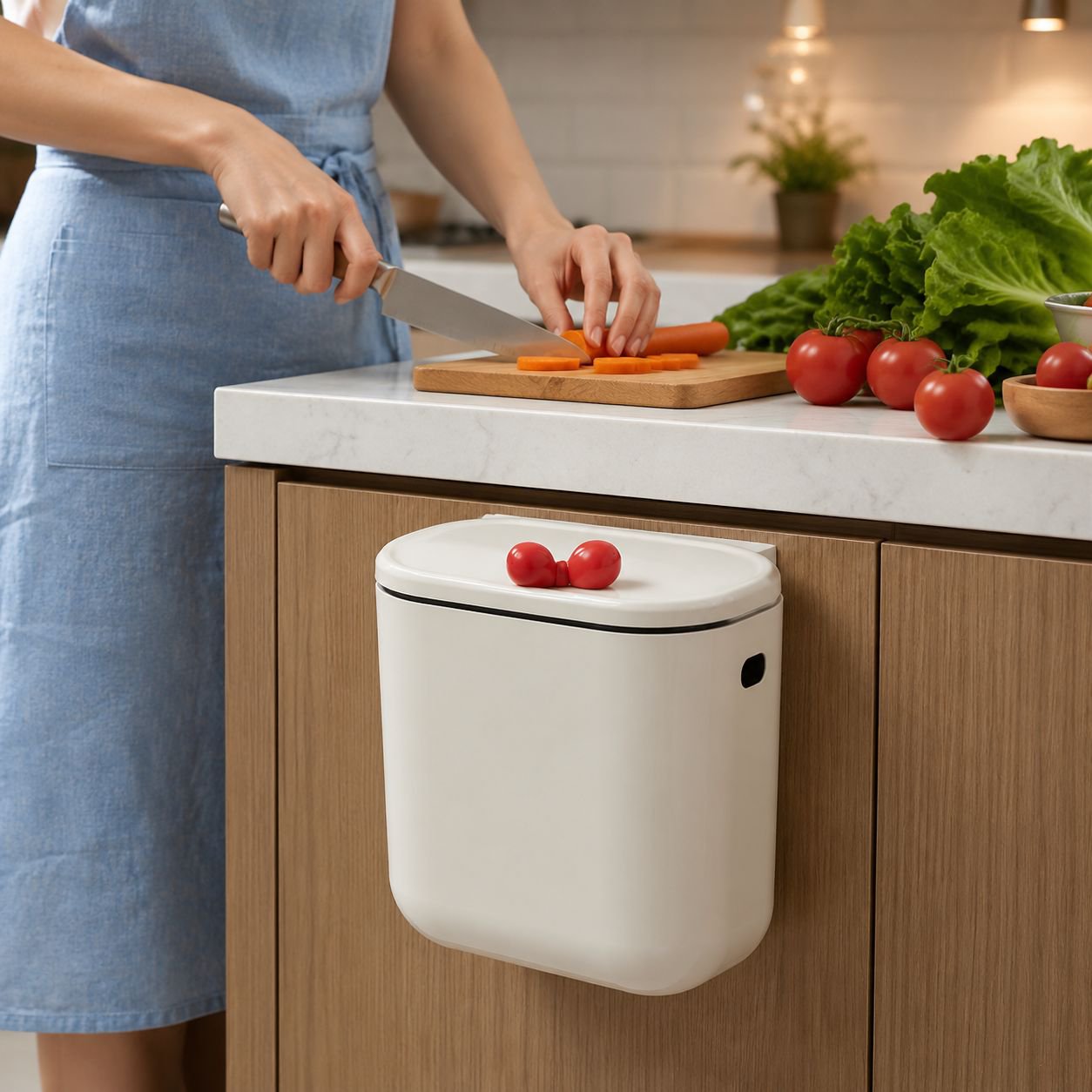 Wall-mounted kitchen trash can with large capacity