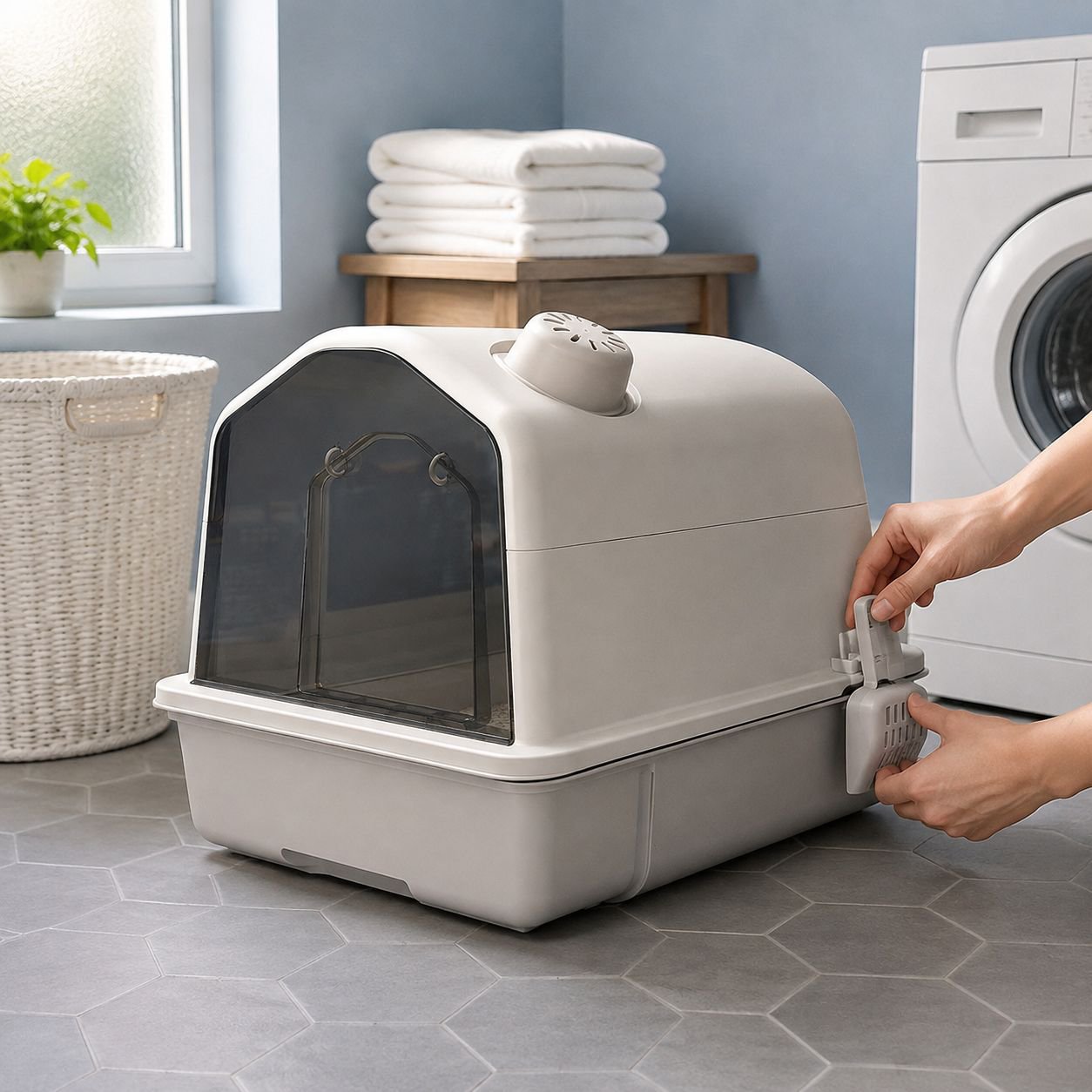 Fully enclosed, odor-proof, extra-large cat litter box