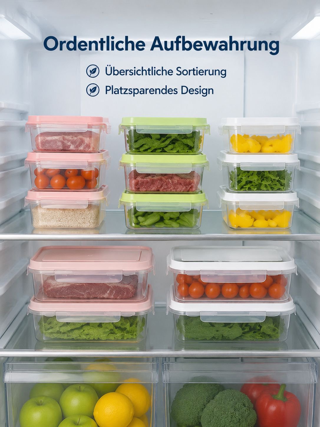 Wiederverwendbare Frischhaltebox für Obst Gemüse Fleisch und Snacks