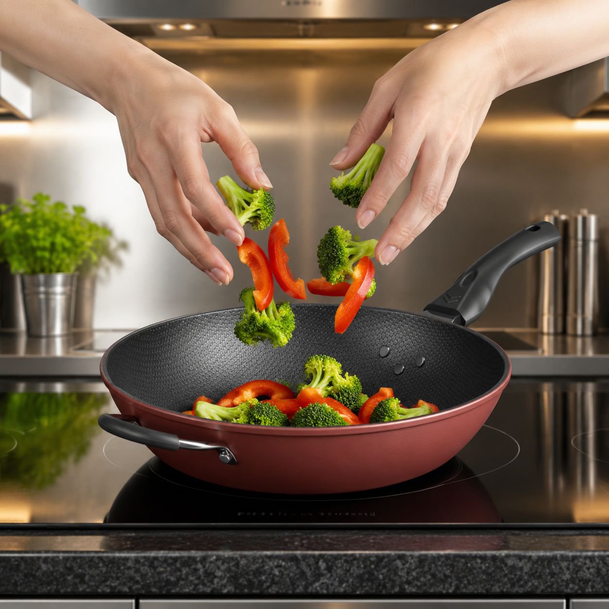 [Hersteller Großhandel] Waben-Antihaft-Wok, Eisenpfanne mit flachem Boden, Haushalts-Wok, Geschenkto