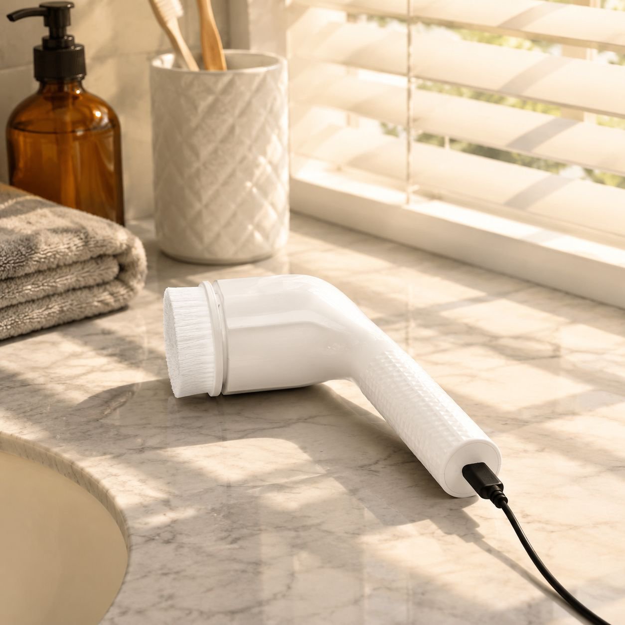 Rechargeable electric scrubber with multiple brush heads